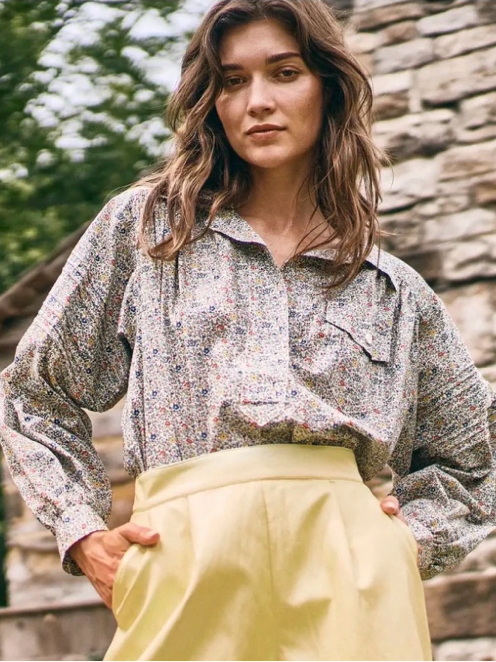 Hunter Bell Evangeline Liberty Fabric Katie & Millie Floral Shirt S